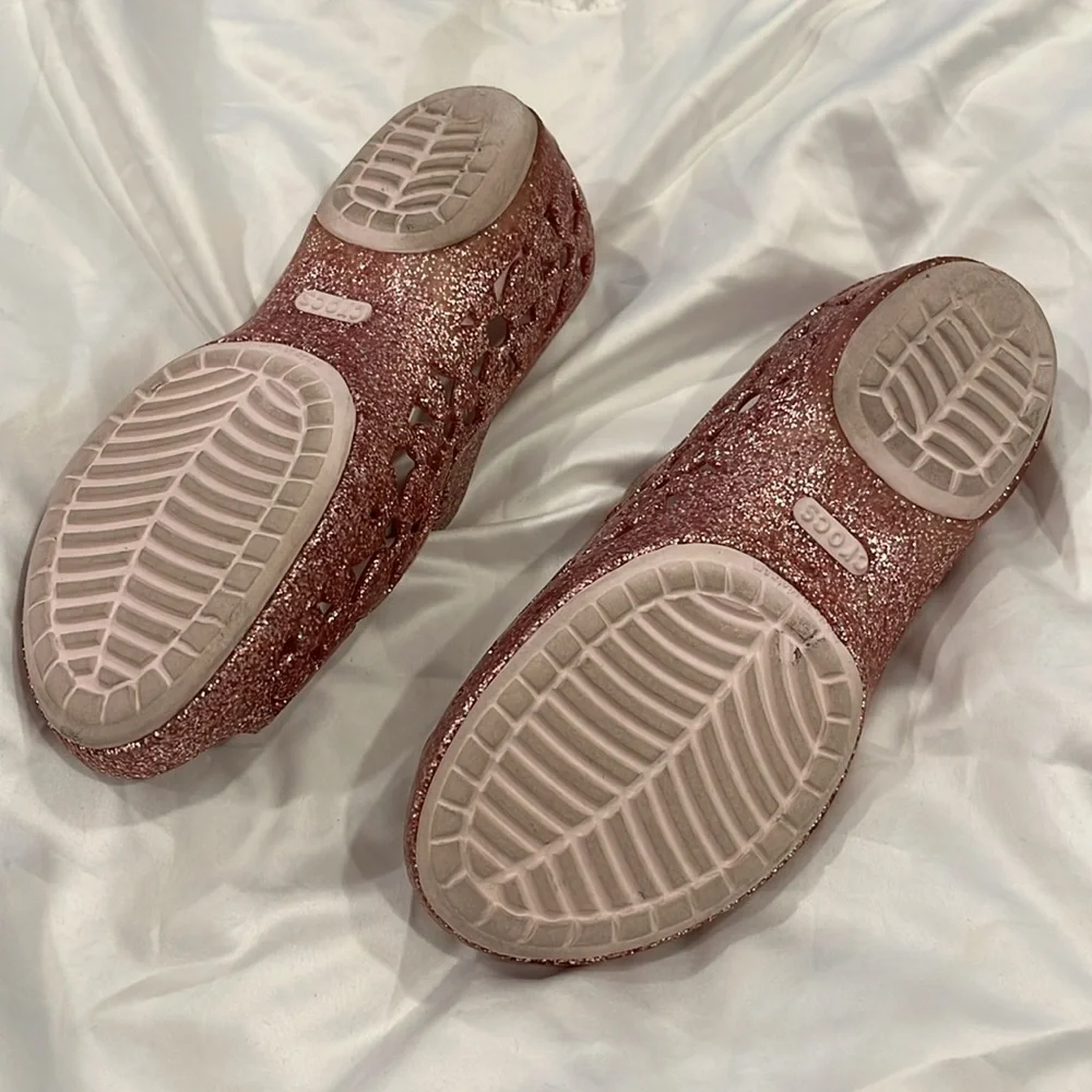 CROCS Kids Glitter Mary Jane Sandals - Rose Gold